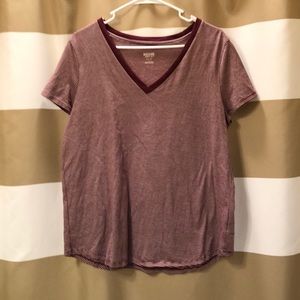 Mossimo Maroon Striped Tee